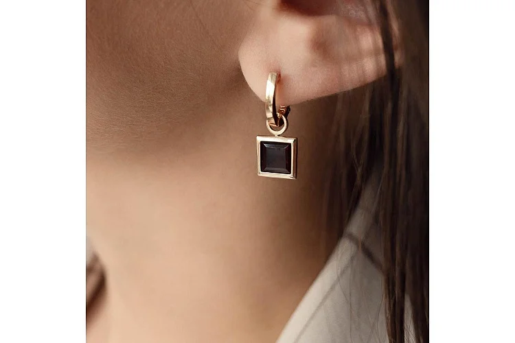 Серьги-трансформеры из красного золота с 2 гранатами