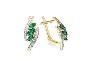 Серьги из жёлтого золота с 6 изумрудами и 32 бриллиантами
