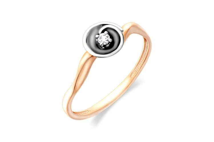 Кольцо из красного золота с фианитом