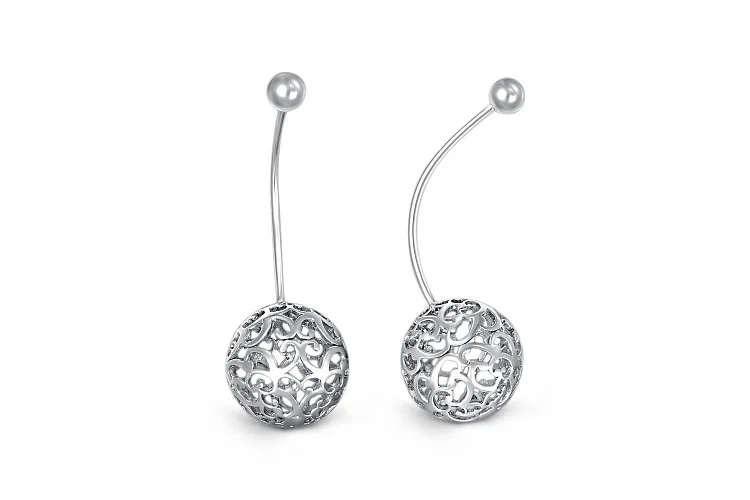 Серьги Шары из белого золота без вставок