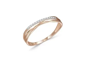 Кольцо Дорожка из красного золота с 14 фианитами