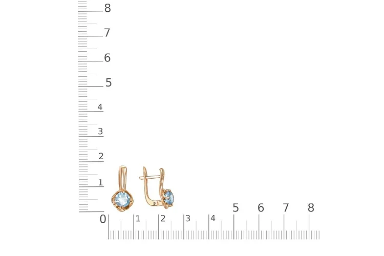 Серьги Цветы из красного золота с 2 топазами sky