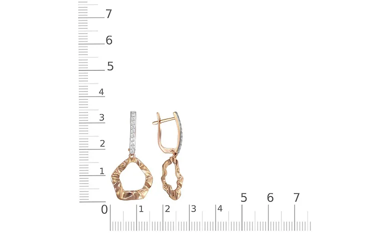 Серьги из красного золота с 20 фианитами