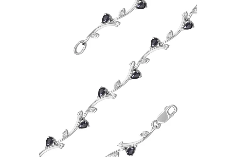 Браслет Дорожка из белого золота с 10 сапфирами и 20 бриллиантами