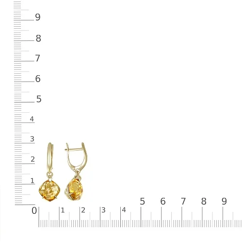 Серьги из жёлтого золота с 2 цитринами