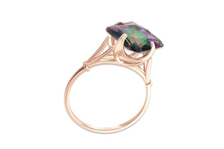 Кольцо из красного золота с кварцем