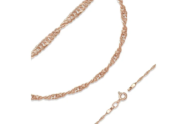 Цепь плетение сингапур ⌀ нити 0,20 мм  из красного золота