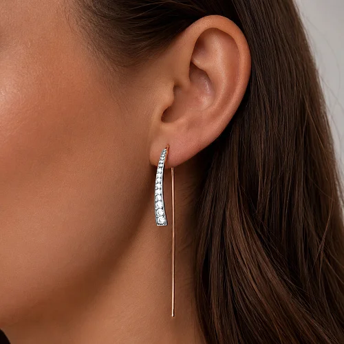 Серьги из красного золота с 18 фианитами