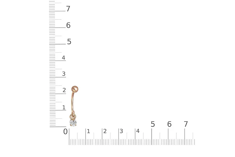 Пирсинг Сердце из красного золота с фианитом