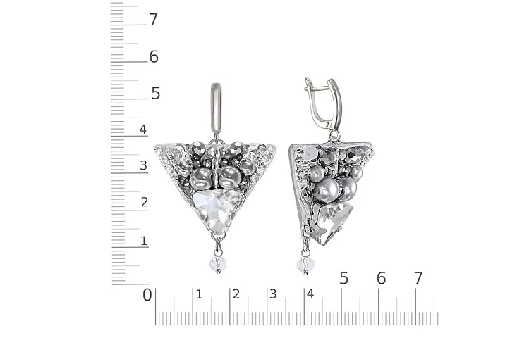 Бижутерные серьги Треугольные белый