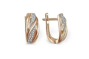 Серьги из красного золота с 42 фианитами