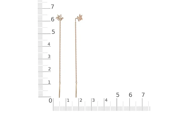 Серьги-продёвки Птицы из красного золота без вставок