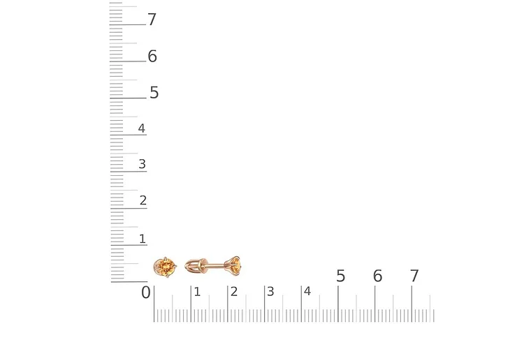 Серьги-пусеты из красного золота с 2 цитринами