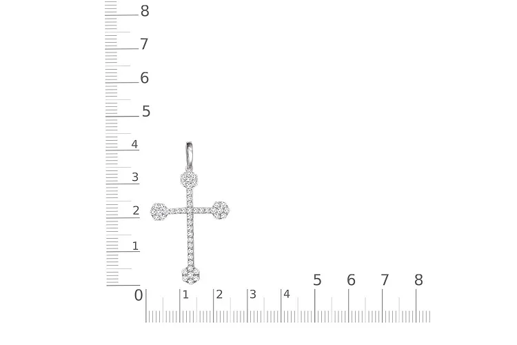 Подвеска Крест из белого золота с 47 фианитами