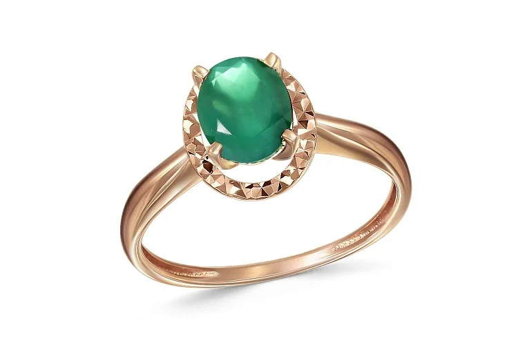 Кольцо из красного золота с агатом