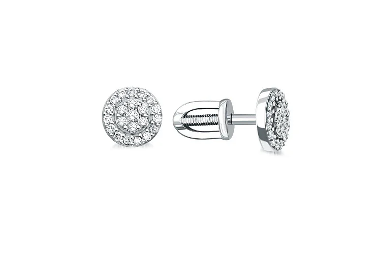 Серьги-пусеты из белого золота с 44 муассанитами
