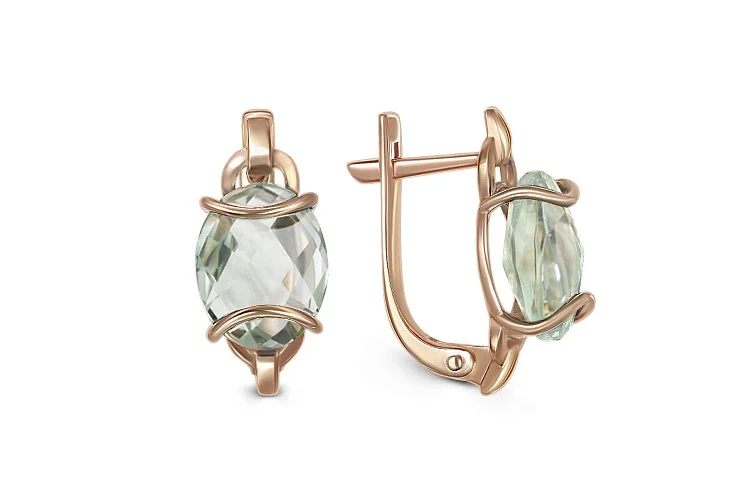 Серьги из красного золота с 2 аметистами