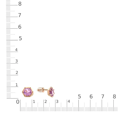 Серьги-пусеты из красного золота с 2 ситаллами