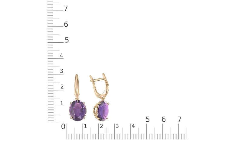 Серьги из жёлтого золота с 2 аметистами