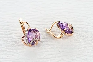 Серьги из красного золота с 20 аметистами