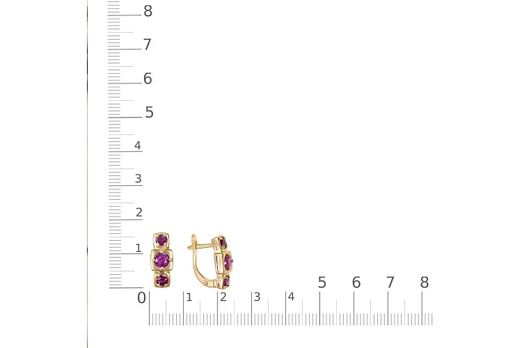 Серьги из жёлтого золота с 6 рубинами