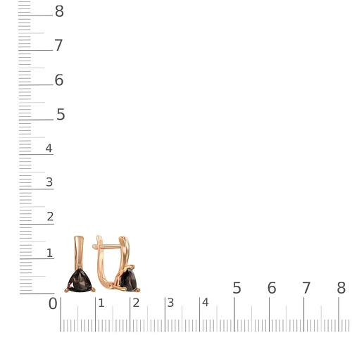 Серьги из красного золота с 2 раухтопазами