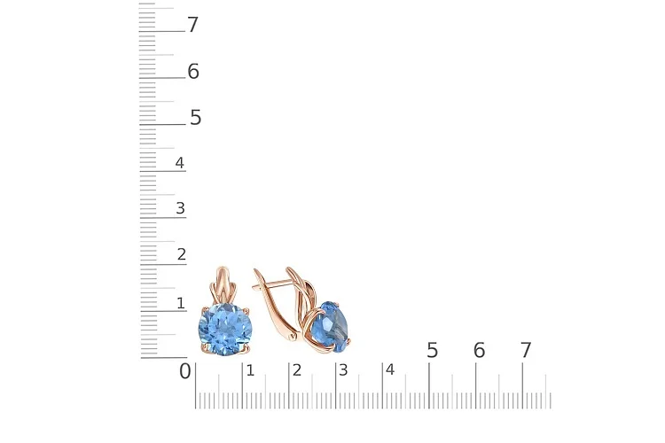 Серьги из красного золота с 2 топазами swiss