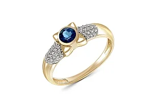 Кольцо из жёлтого золота с ситаллом и 38 фианитами