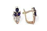 Серьги Цветы из красного золота с 6 сапфирами и 8 бриллиантами