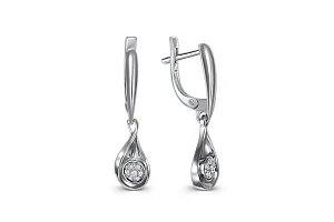 Серьги Малинки из белого золота с 14 бриллиантами