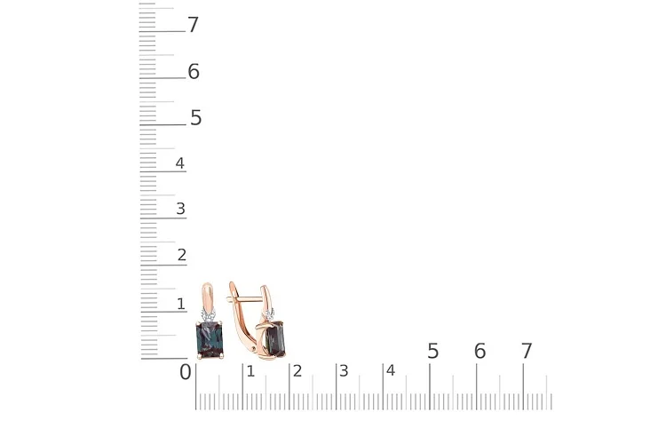 Серьги из красного золота с 2 александритами и 6 бриллиантами
