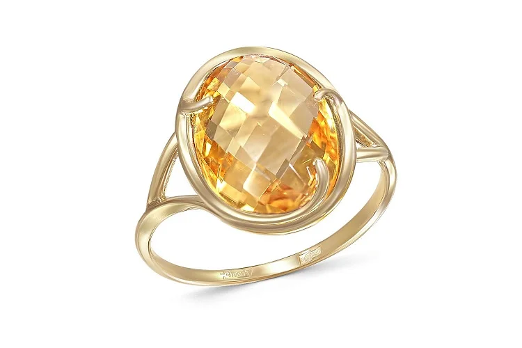 Кольцо из жёлтого золота с цитрином