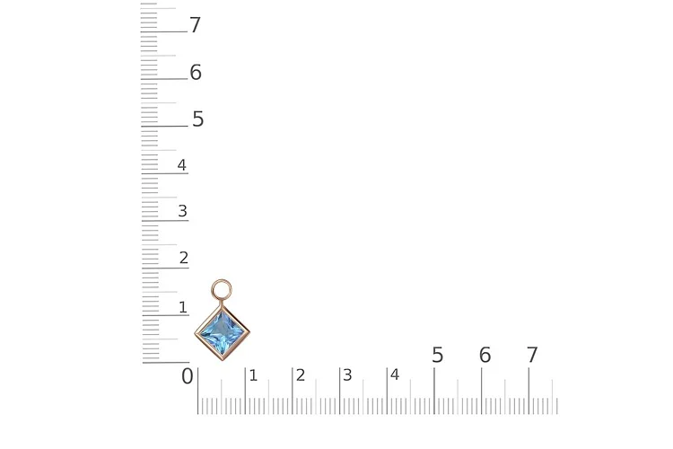 Подвеска ромб из красного золота с топазом swiss