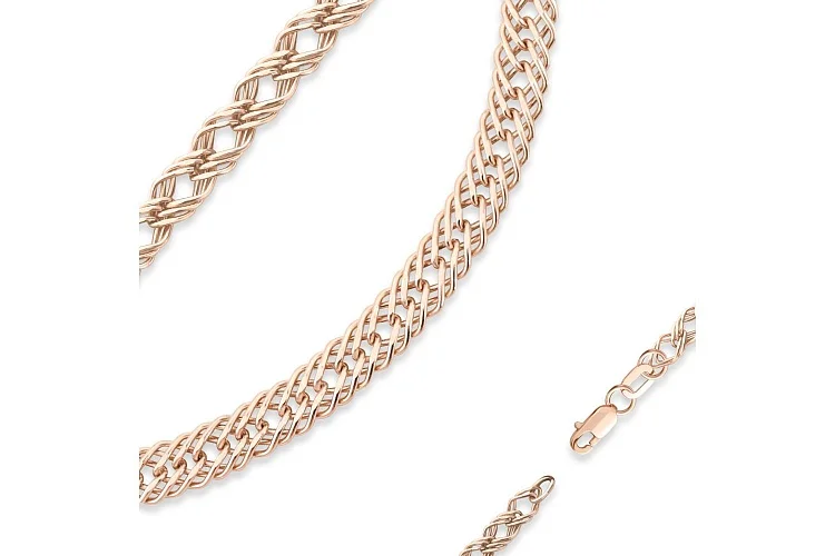 Цепь плетение тройной ромб ⌀ нити 0,50 мм  из красного золота