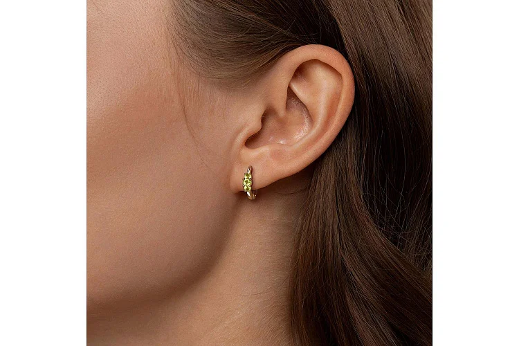 Серьги из жёлтого золота с 6 хризолитами