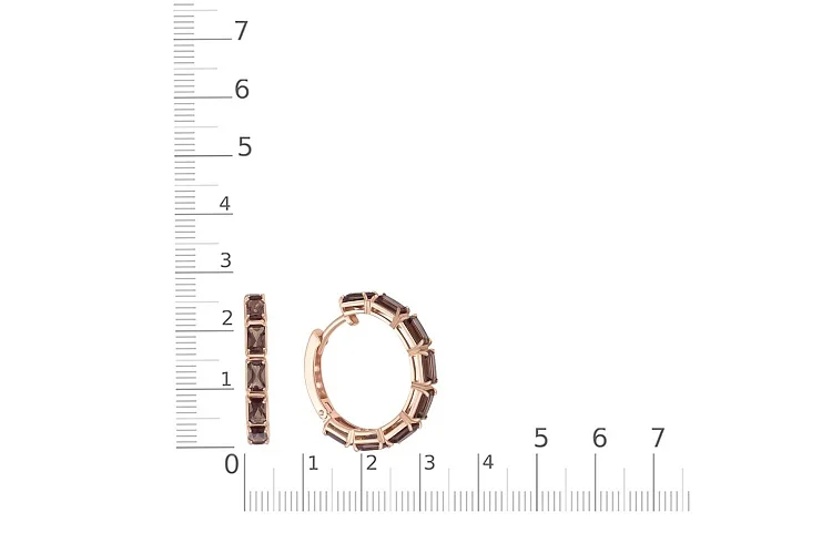 Серьги из красного золота с 16 раухтопазами