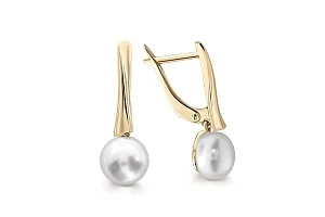 Серьги из жёлтого золота с 2 жемчужинами