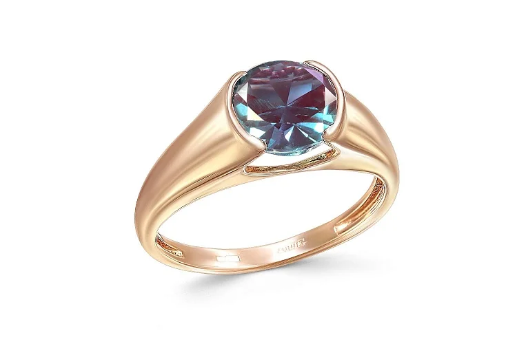 Кольцо из красного золота с александритом