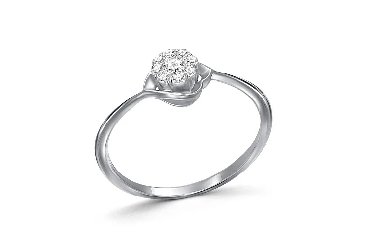 Кольцо Малинка из белого золота с 9 бриллиантами