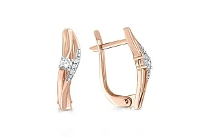 Серьги из красного золота с 8 фианитами
