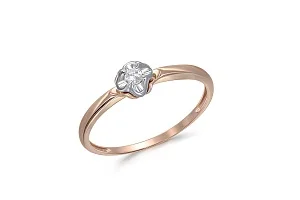 Кольцо Цветок из красного золота с фианитом