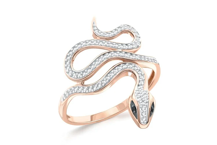 Кольцо Змея из красного золота с 86 бриллиантами