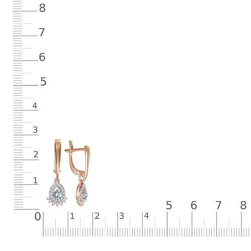 Серьги из красного золота с 46 фианитами