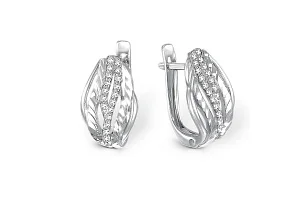 Серьги из белого золота с 38 фианитами