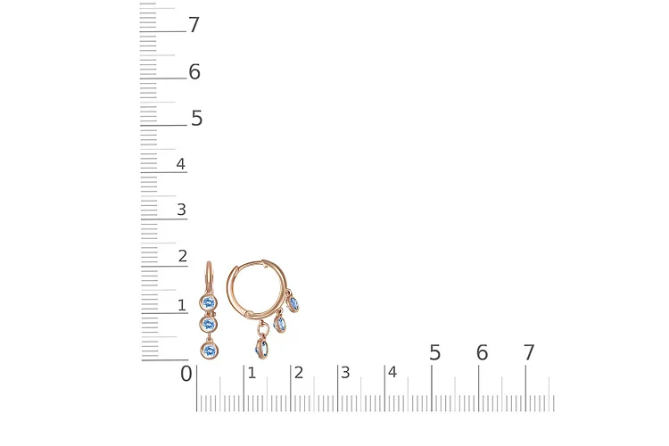 Серьги из красного золота с 6 топазами swiss