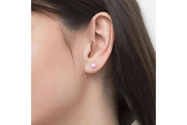 Серьги-пусеты из красного золота с 2 жемчужинами