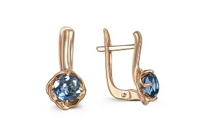 Серьги Цветы из красного золота с 2 топазами лондон