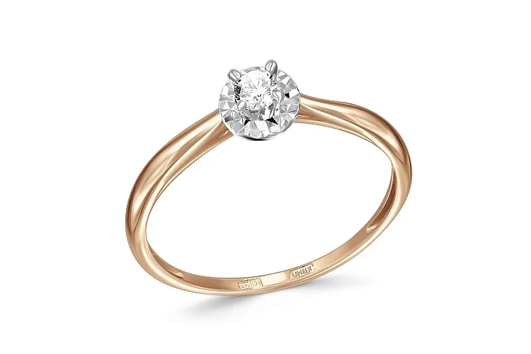 Кольцо из красного золота с фианитом