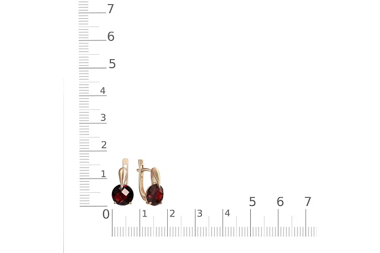 Серьги из красного золота с 2 гранатами