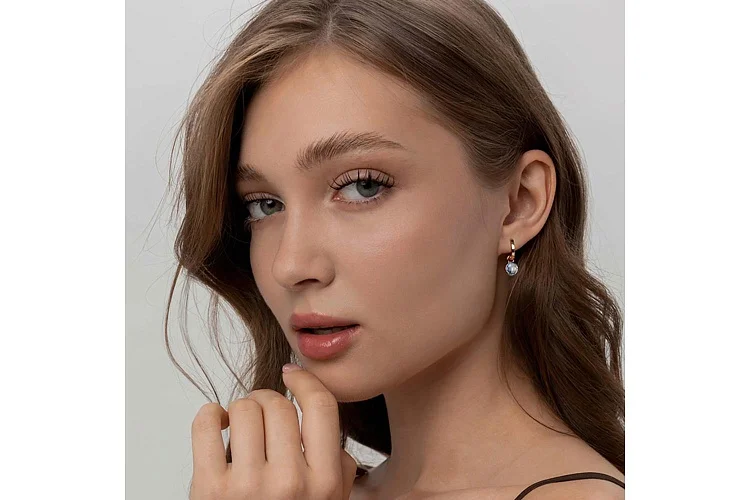 Подвеска серёг-трансформеров из красного золота с топазом swiss